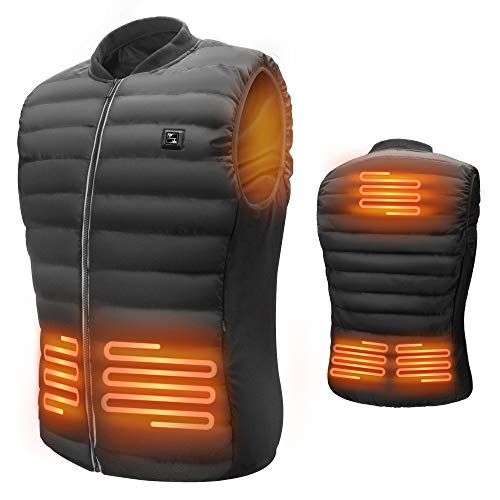 Barrjee Chaleco Térmico Electrico para Hombre y Mujer, Chaleco Calefactable Eléctrico USB con Temperatura Ajustable, Chaqueta Invierno Lavable para Camping Senderismo Esquí Pesca(Batería No Incluida)