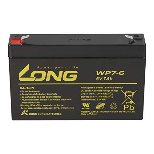 Batería Long WP7-6 6 V 7 Ah AGM plomo como 7,0 Ah 7,0 Ah 7,2 Ah 7,2 Ah 8 Ah