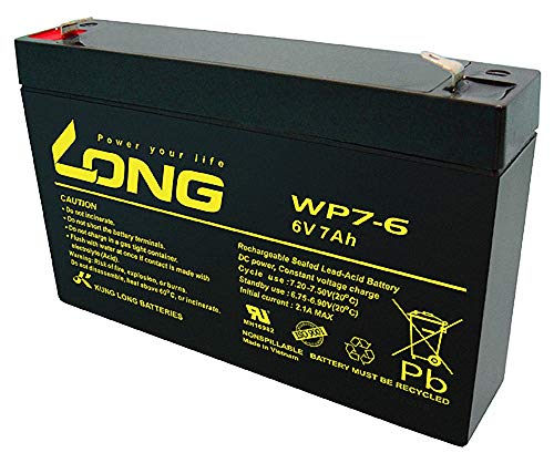 Batería Long WP7-6 6 V 7 Ah AGM plomo como 7,0 Ah 7,0 Ah 7,2 Ah 7,2 Ah 8 Ah