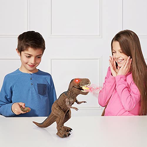 Baztoy Dinosaurios Juguetes, Dinosaurio Teledirigido con Movimiento, Luz y Rugido Realista, Juguete Radiocontrol para Niñas 2 3 4 5 6 7 8 9 10 Años, Animales Juguetes para Regalos Cumpleaños