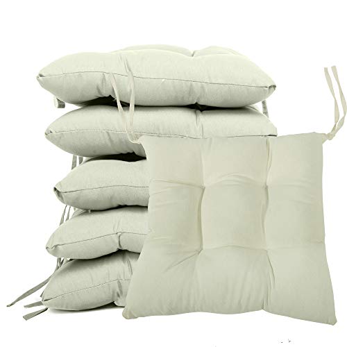 BCASE, Pack de 6 Cojines de Asiento y Silla, 40x40cm, Funda de Polyster, Relleno de Fibra, Cómodos, Resistentes, Fácil de Limpiar, para Cocina, Cuarto, Sala, Jardín, Terraza, Patio, Etc. Beige