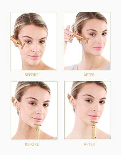 Beauty Bar 24k Golden Pulse Facial Masajeador facial, Eléctrico Masajeador Para la piel Sensible, Lifting facial instantáneo, Antiarrugas, Para Frente, Mejilla, Cuello, Brazo, Ojos, Nariz