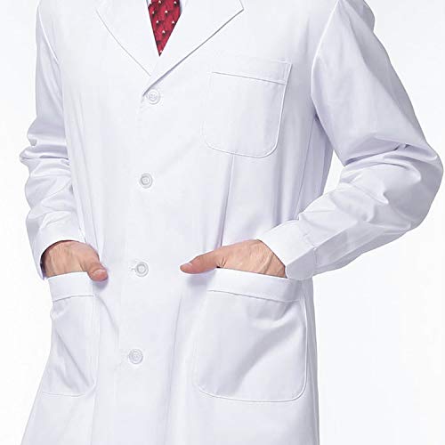 Beautyshow Bata de Laboratorio, Ropa de Médico Bata de Laboratorio para Hombres y Mujeres, Uniformes Sanitarios de Laboratorio Blancos Unisex Ropa de Trabajo Blanca con Ropa Médica de Manga Larga