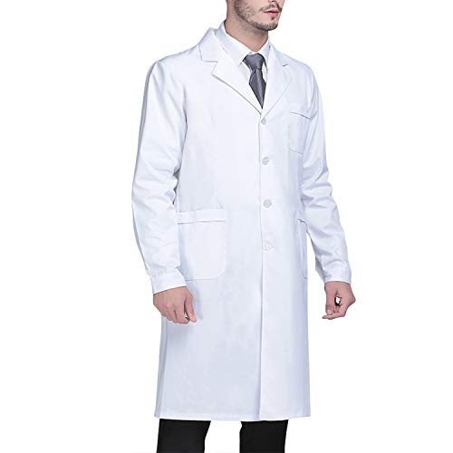 Beautyshow Bata de Laboratorio, Ropa de Médico Bata de Laboratorio para Hombres y Mujeres, Uniformes Sanitarios de Laboratorio Blancos Unisex Ropa de Trabajo Blanca con Ropa Médica de Manga Larga