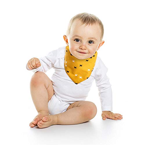 Bebé Babero Bandana Unisexo (8 Pieza) Triangular Niña Chica (3-24 meses) Algodón Suave Absorbente para Dentición Saliva Dribbles Fit Niños Recién Nacidos Con Adjustable Botón por Citétoile (Modelo 2)