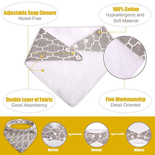 Bebé Babero Bandana Unisexo (8 Pieza) Triangular Niña Chica (3-24 meses) Algodón Suave Absorbente para Dentición Saliva Dribbles Fit Niños Recién Nacidos Con Adjustable Botón por Citétoile (Modelo 1)