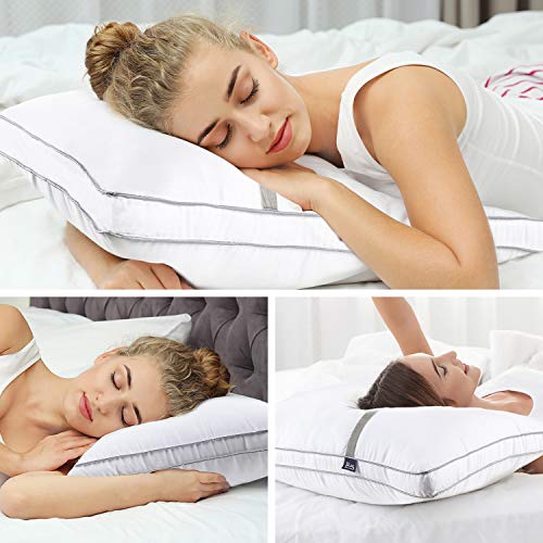 BedStory Almohadas Fibra con Relleno 3D Fibra Mantiene la Forma Almohadas Antiácaros para de Cama Almohadas para Hoteles Pack de 2 (45x90cm, Gris)