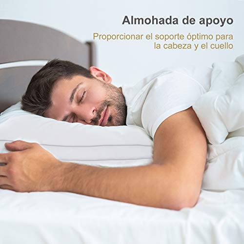 BedStory Almohadas Fibra con Relleno 3D Fibra Mantiene la Forma Almohadas Antiácaros para de Cama Almohadas para Hoteles Pack de 2 (45x90cm, Gris)