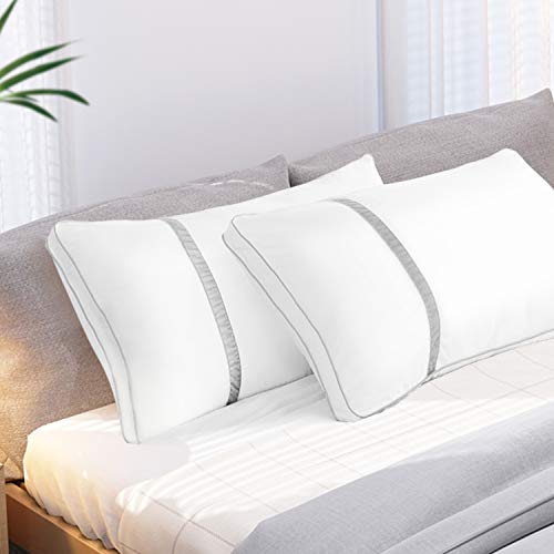 BedStory Almohadas Fibra con Relleno 3D Fibra Mantiene la Forma Almohadas Antiácaros para de Cama Almohadas para Hoteles Pack de 2 (45x90cm, Gris)