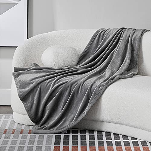 Bedsure Manta Sofa Grande Invierno - Manta Cama 90 de Franela Extra Suave, Mantas 150x200 cm Cubre Sofas, Gris