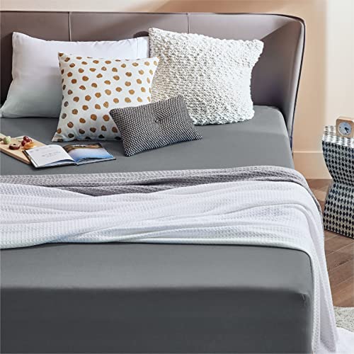 Bedsure Sabanas Bajeras 150x200 Ajustables - Sabanas 150 x 190, Bajera Cama 150 Cómoda, Sabanas 150x190 Colchon 30 cm de Microfibra Cepillada Suave, Gris Oscuro