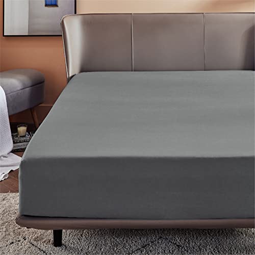 Bedsure Sabanas Bajeras 150x200 Ajustables - Sabanas 150 x 190, Bajera Cama 150 Cómoda, Sabanas 150x190 Colchon 30 cm de Microfibra Cepillada Suave, Gris Oscuro