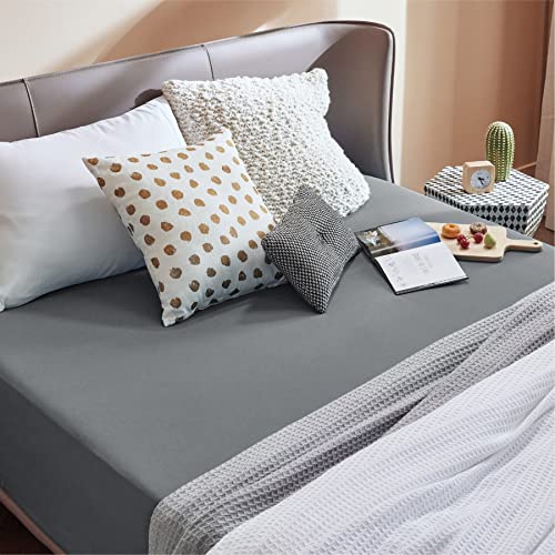 Bedsure Sabanas Bajeras 180x200 Ajustables - Sabanas 180x190, Bajera Cama 180 Cómoda, Sabanas Cama 180 Colchon 30 cm de Microfibra Cepillada Suave, Gris Oscuro