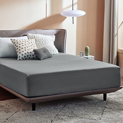 Bedsure Sabanas Bajeras 180x200 Ajustables - Sabanas 180x190, Bajera Cama 180 Cómoda, Sabanas Cama 180 Colchon 30 cm de Microfibra Cepillada Suave, Gris Oscuro