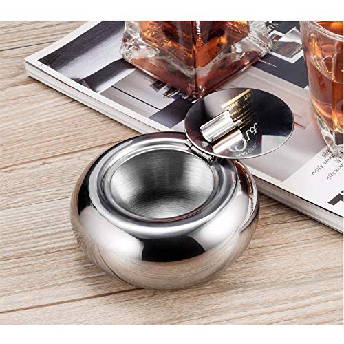 behone Cenicero, Acero Inoxidable Cenicero con Tapa, cenicero para Interior o Exterior Uso, Soporte de Ceniza de Cigarrillo para Fumadores, Fumar cenicero de para decoración de hogar Oficina