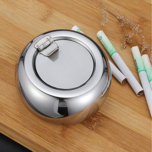 behone Cenicero, Acero Inoxidable Cenicero con Tapa, cenicero para Interior o Exterior Uso, Soporte de Ceniza de Cigarrillo para Fumadores, Fumar cenicero de para decoración de hogar Oficina