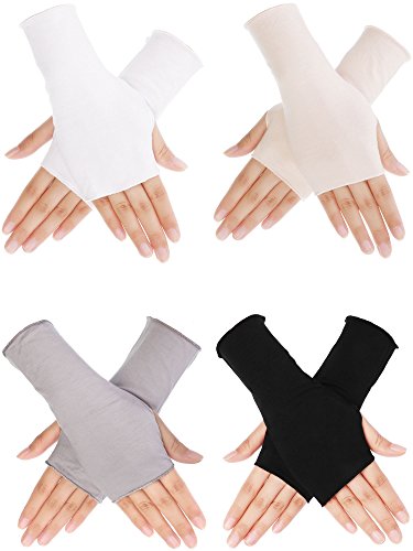 Bememo Guantes de Protección de UV Guantes sin Dedos de Unisex de Conducer de Longitud de Muñeca (Conjunto de Colores 1, Longitud de Muñeca)