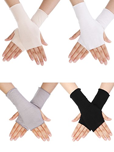 Bememo Guantes de Protección de UV Guantes sin Dedos de Unisex de Conducer de Longitud de Muñeca (Conjunto de Colores 1, Longitud de Muñeca)