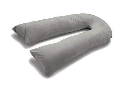 Bemode - Funda para almohada de 9 pies con forma de U y soporte de embarazo, Gris, 9ft U Pillow with Case