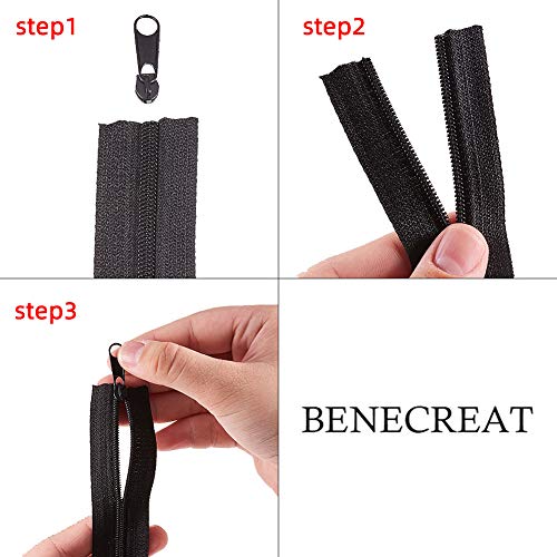 BENECREAT 10m 3# Cremallera Negra de Nylón con 20 PCS Cierre de Cremallera Accesorios Cortable para Manualidad Costura Uso de Hogar