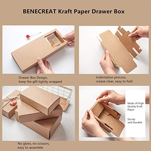 BENECREAT 20 Pack Caja de Cartón Kraft Cajas de Regalo para Fiesta Superior Envase de Joyería - Marrón 12.3x5.4x3.5cm