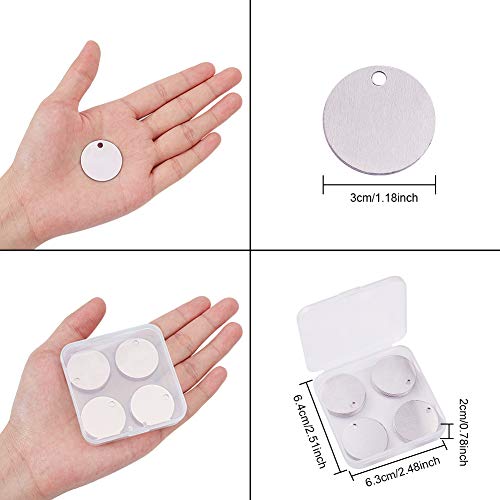 BENECREAT 30 PCS Colgante de Pulsera en Blanco Etiqueta de Estampación de Aluminio para Manualidad de Joyería Colgante Etiqueta para Perro - 30 mm, Forma Redonda