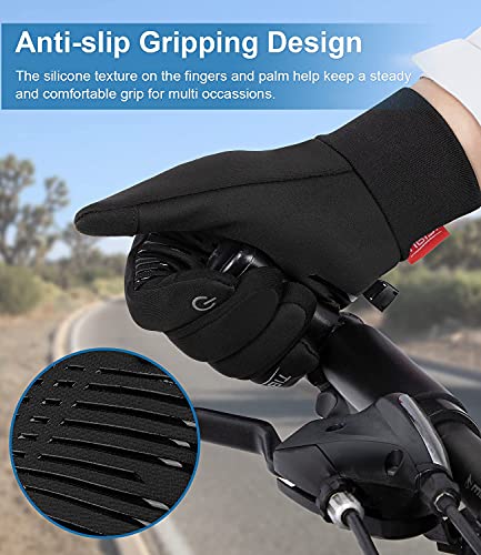 Benirap Guantes térmicos de invierno, a prueba de viento, guantes de ciclismo de agarre guantes de pantalla táctil cálidos para hombres y mujeres, caminar, ciclismo, escalada, esquí