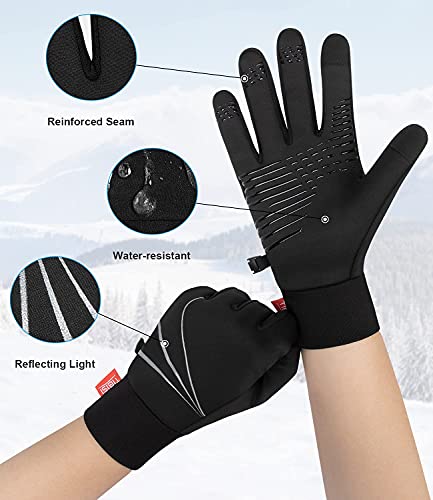 Benirap Guantes térmicos de invierno, a prueba de viento, guantes de ciclismo de agarre guantes de pantalla táctil cálidos para hombres y mujeres, caminar, ciclismo, escalada, esquí