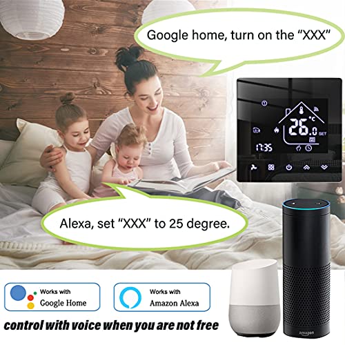 Beok Tuya Termostato Inteligente Termostato de calefacción Termostato WiFi Termostato Inteligente de Pared para calefacción eléctrica por Suelo Radiante Compatible con Alexa, Google 16A TGR85WIFI