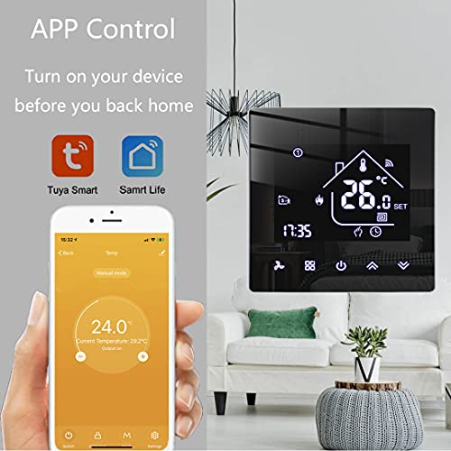 Beok Tuya Termostato Inteligente Termostato de calefacción Termostato WiFi Termostato Inteligente de Pared para calefacción eléctrica por Suelo Radiante Compatible con Alexa, Google 16A TGR85WIFI