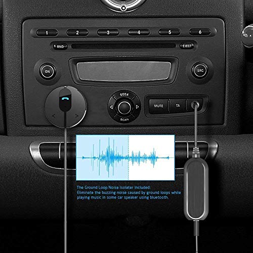 Besign BK01 Receptor Bluetooth Kit de Coche Manos Libres, Adaptador Bluetooth con Conector de Entrada Auxiliar (3.5 mm), Base Magnética y Aislador de Reducción de Ruido para Sistema de Audio de Coche