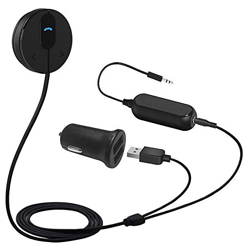 Besign BK01 Receptor Bluetooth Kit de Coche Manos Libres, Adaptador Bluetooth con Conector de Entrada Auxiliar (3.5 mm), Base Magnética y Aislador de Reducción de Ruido para Sistema de Audio de Coche