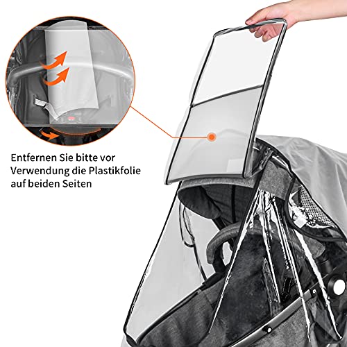 Besrey Protector de Lluvia,Capa de Lluvia para cochecitos/sillas de Paseo Protecciones contra Agua y Viento(Universal)