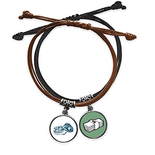 Bestchong Sketch de cráneo Animal Animal de flanco Pulsera Cuerda Mano Cadena Cuero Dinero Pulsera