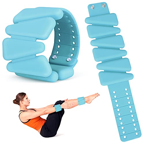 BestFire - Pesas de muñeca ajustables para mujer, 2 piezas de pulseras de silicona con correa para la muñeca, pesas de tobillo para yoga, natación, ejercicios, 1 libra, azul