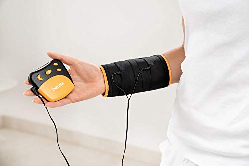 Beurer EM28 Electroestimulador para Muñeca Antebrazo Tens, Negro, Electroestimulador con Clip, 2 Electrodos por Contacto Agua