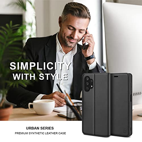 BEZ Funda Samsung A32 5G, Carcasa Compatible para Samsung Galaxy A32 5G Libro de Cuero con Tapa y Cartera, Cover Protectora con Ranura para Tarjetas y Billetera, Cierre Magnético, Negro