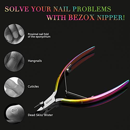 BEZOX corta cutículas, profesional cortador de la cutícula - cutícula del acero inoxidable de tijeras de recorte de remove muertas de la piel - durable pedicura de la manicura de la cutícula clippers