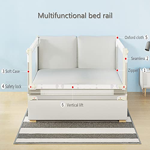 BFFGM PortáTil Barandilla de Cama,ElevacióN Vertical Barandilla con Bloqueo de Seguridad Malla Transpirable Guardia de Cama Valla Protectora contra CaíDas, 1 Lado(Size:180cm)