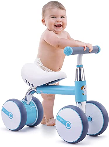 Bicicleta de Equilibrio para niños de 1 a 3 años, 4 Ruedas Bicicleta de Entrenamiento para bebés sin Pedal, Regalos de cumpleaños para niños y niñas (Azul)