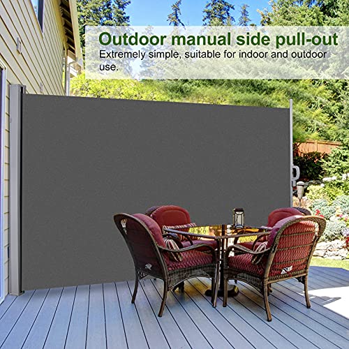 Bilisder Toldo Lateral Retráctil, Toldo Vertical Exterior con Soporte de Pared, Protección de la Privacidad, Impermeable, Anti-UV, para Balcón Terraza Jardín (300*160cm, Gris Oscuro)