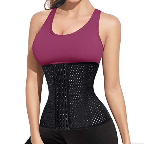 Bingrong Faja Corset Cintura Reductora Mujer Waist Trainer Corset Faja Cintura Entrenador Corset Faja Reductora Corsés para Mujer Cintura Reductora Transpirable (Negro, Large)