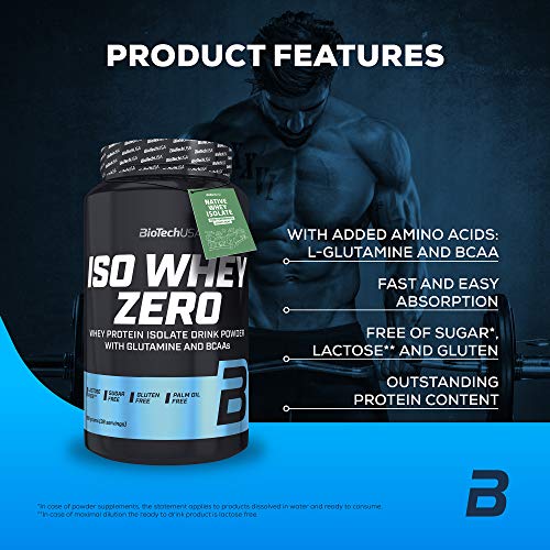 BioTechUSA Iso Whey ZERO, Lactose, Gluten, Sugar FREE, Whey Protein Isolate, 908 g, Caramelo salado