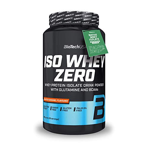 BioTechUSA Iso Whey ZERO, Lactose, Gluten, Sugar FREE, Whey Protein Isolate, 908 g, Caramelo salado