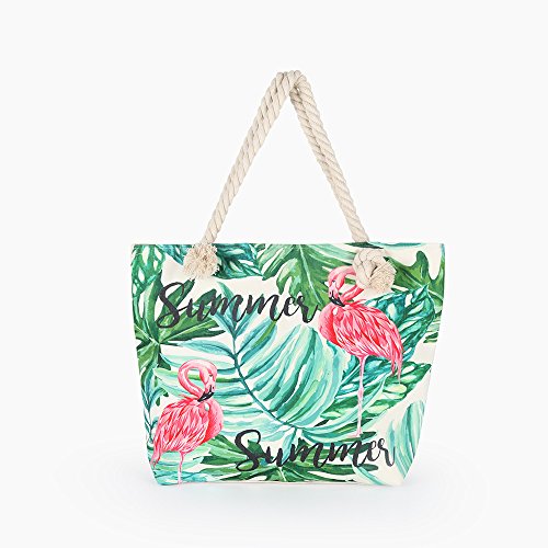 BJ-SHOP Bolsa de Playa Grande,Holiday Tote Bags Bolsa de Viaje con Cremallera Bolsa de Compras para Ninas y Mujeres