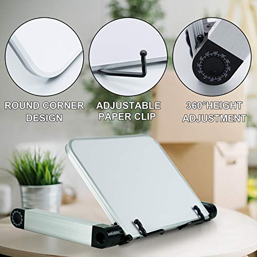 Blanco Estantería ergonómica Atril para Libros Altura y ángulo Ajustable Soporte para Libro Soporte ergonómico para Libro para la mayoría de los Libros y tabletas en Papel y Recetas y partituras