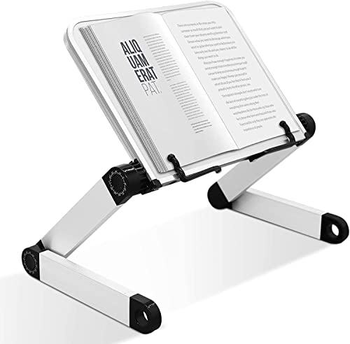 Blanco Estantería ergonómica Atril para Libros Altura y ángulo Ajustable Soporte para Libro Soporte ergonómico para Libro para la mayoría de los Libros y tabletas en Papel y Recetas y partituras