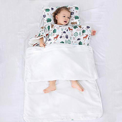 Blanketswarm Saco de dormir para niños pequeños con almohada suave extraíble y manta para niños y niñas siestas en guardería, preescolar