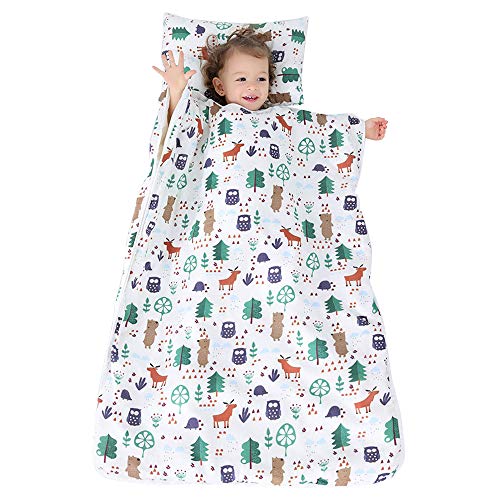 Blanketswarm Saco de dormir para niños pequeños con almohada suave extraíble y manta para niños y niñas siestas en guardería, preescolar