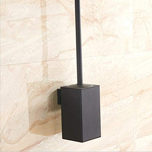 BOAOTX Soporte para escobilla de baño cuadrado negro mate de acero inoxidable 304, montaje en pared, con vaso y escobilla, estilo moderno y elegante, para taladrar